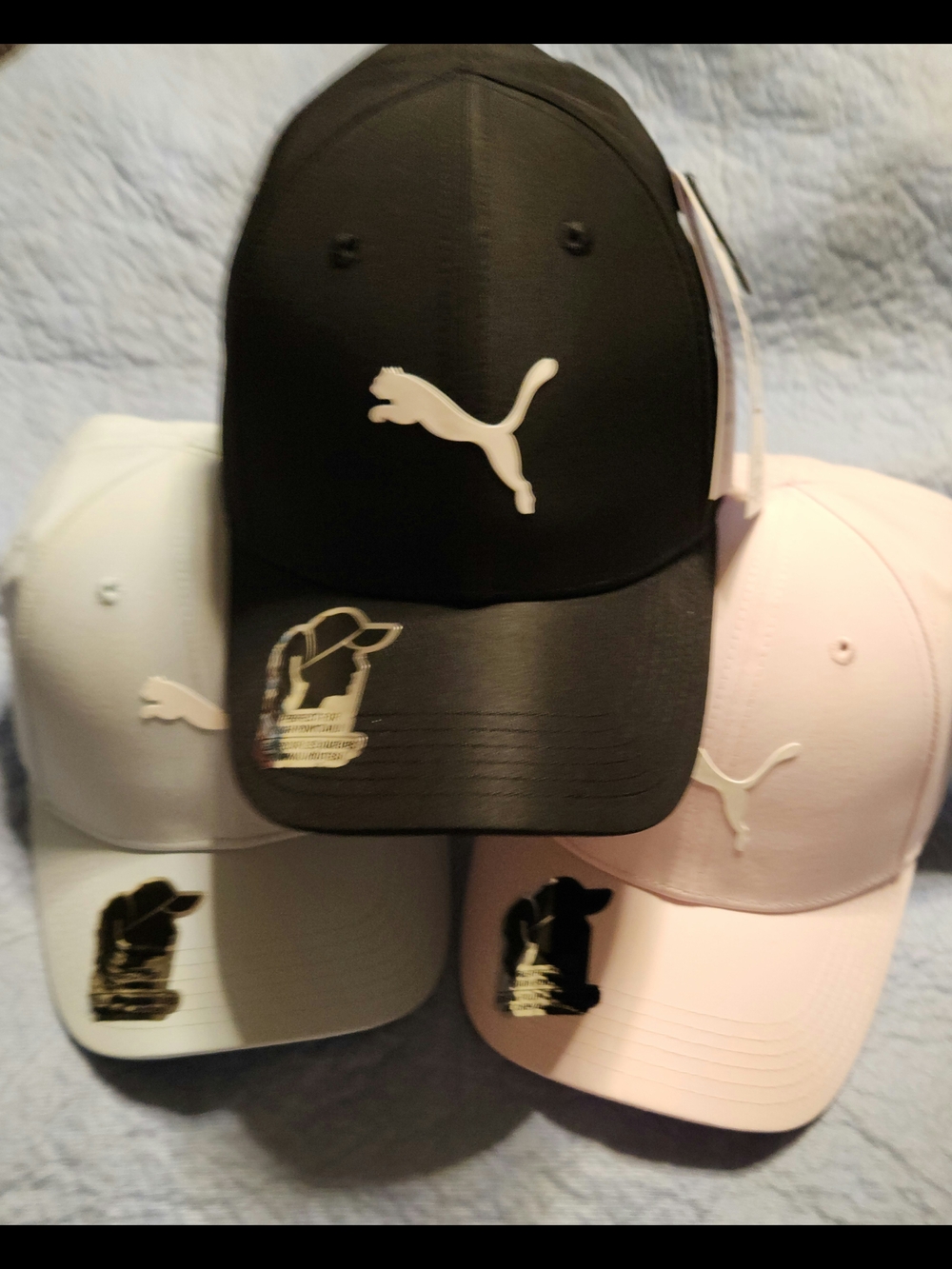 Puma Womens Ponytail Cap in Black, White and Pink.